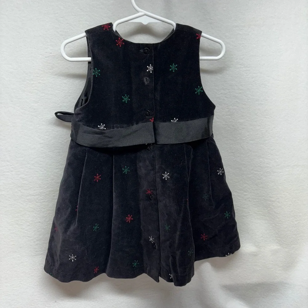 OshKosh Black Velvet Snowflake‎ Dress Girls 24 Months Holiday Christmas Party